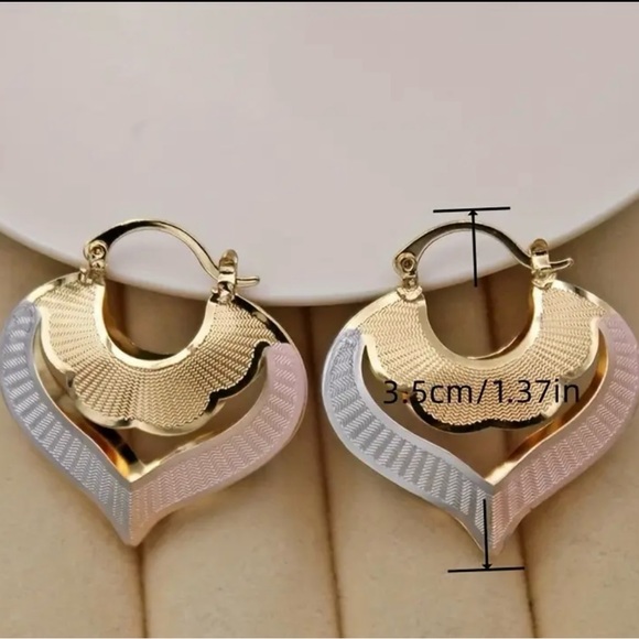 Pink and silver gold earrings - Picture 2 of 2